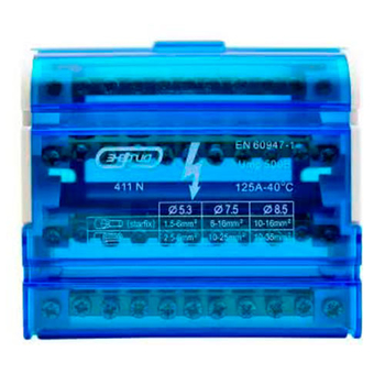 Шина нулевая в корпусе TTD 4х11N Энергия (синяя) , 50 шт - Электрика, НВА - Щитки и аксессуары для монтажа - Шины нулевые - Магазин электроприборов Точка Фокуса